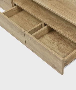 Modern TV meubel 200cm hoogglans wit met LED verlichting en glazen blad