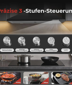 60cm Zwarte RVS Afzuigkap met 400 m³/h, A+++ Energieklasse en LED Verlichting