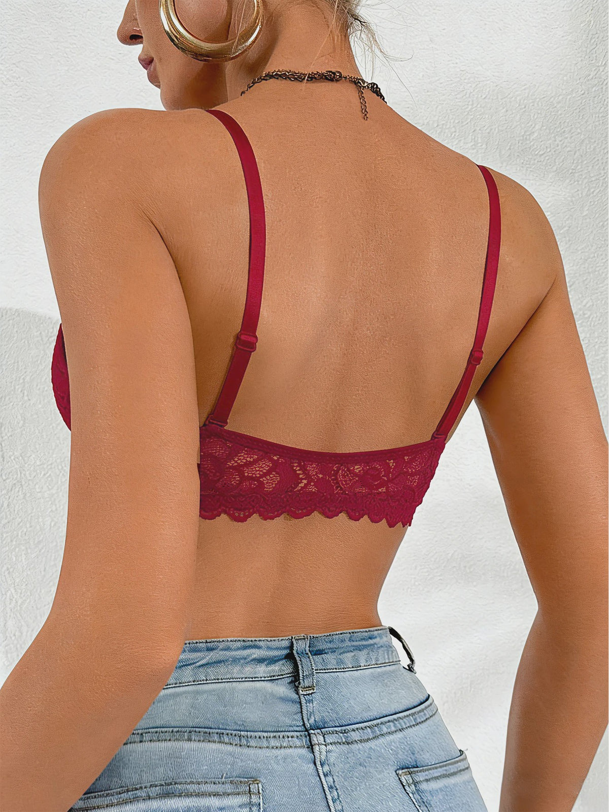 Luxe kanten push-up bh met vlinderdetail en voorsluiting
