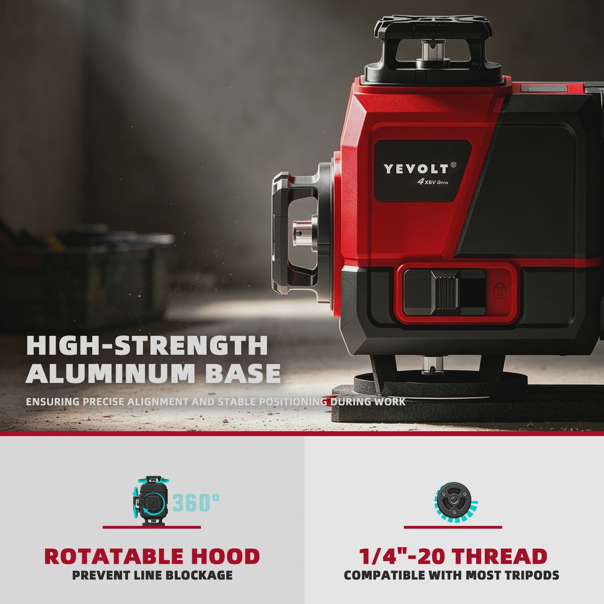 YEVOLT 4x360° 16-lijns Groene Zelfnivellerende Laserwaterpas voor Doe-het-zelf en Klussen