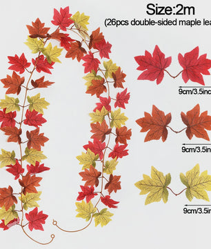 Herfst Slinger met Maple Bladeren - Kunstblad Slinger voor Thanksgiving, Halloween & Feestdecoratie