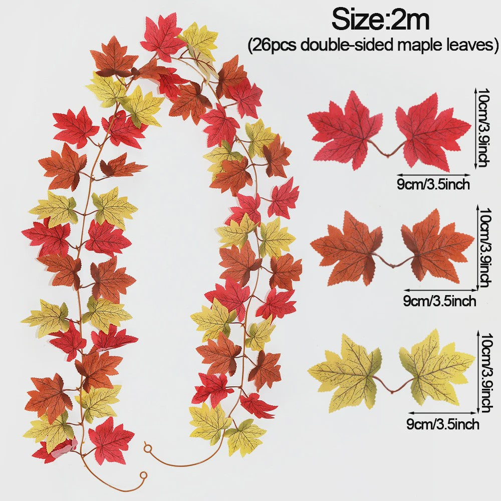 Herfst Slinger met Maple Bladeren - Kunstblad Slinger voor Thanksgiving, Halloween & Feestdecoratie