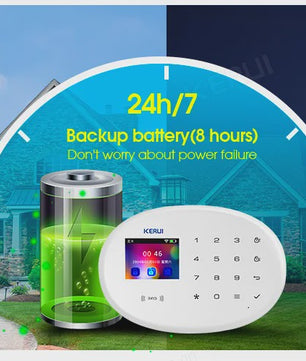 KERUI Tuya Smart Home Alarm Systeem - WiFi GSM Inbraakalarm met Bewegings- en Deursensoren