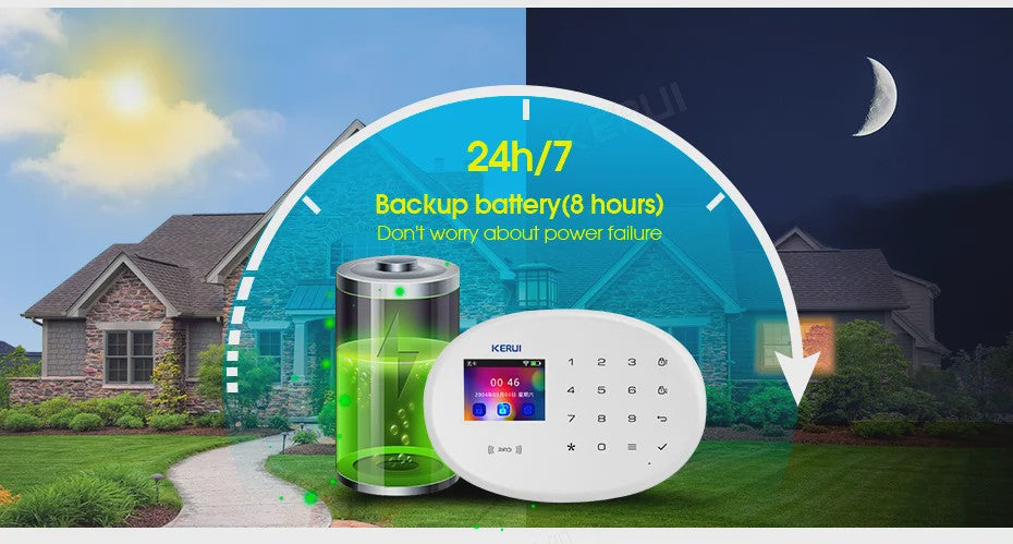 KERUI Tuya Smart Home Alarm Systeem - WiFi GSM Inbraakalarm met Bewegings- en Deursensoren