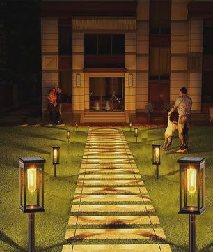 2-Pack Tuinverlichting op Zonne-energie - Waterdichte Buitenlampen met Decoratieve Filament LED