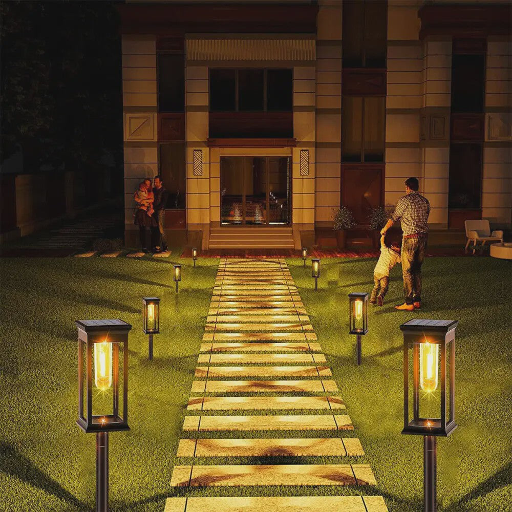 2-Pack Tuinverlichting op Zonne-energie - Waterdichte Buitenlampen met Decoratieve Filament LED