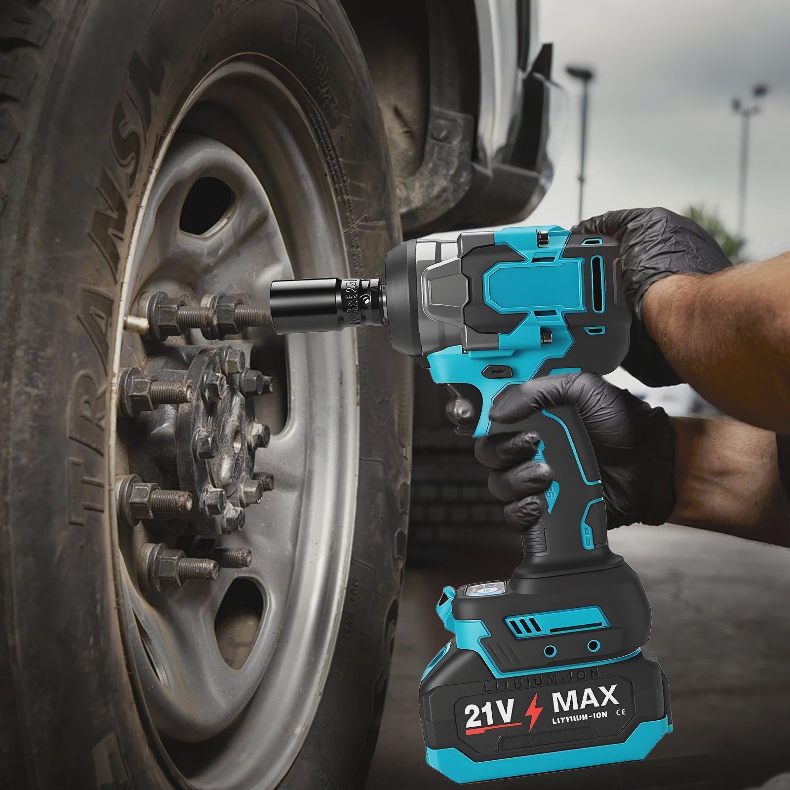Krachtige Accu Slagschroevendraaier 1200Nm - Borstelloos, 5 Versnellingen, 1/2" Aansluiting, Compatibel met Makita 18V Batterijen