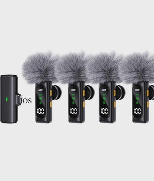 Draadloze Lavalier Microfoon Set - Mini Microfoon voor iPhone & Android - 4 Mic Opnames