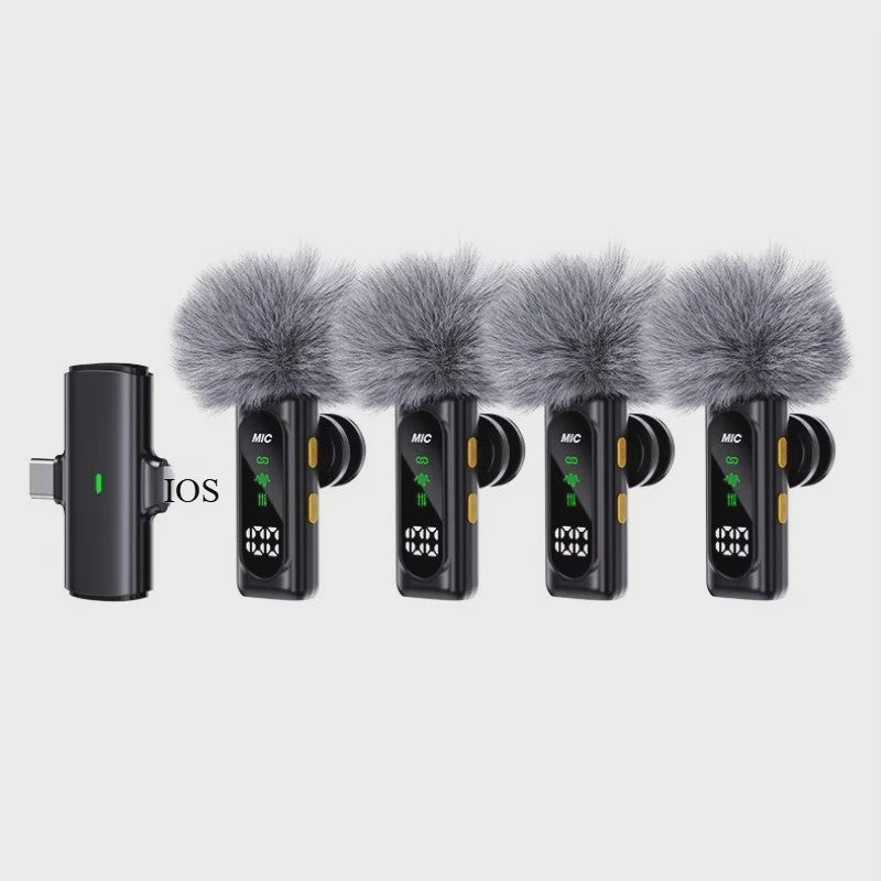 Draadloze Lavalier Microfoon Set - Mini Microfoon voor iPhone & Android - 4 Mic Opnames