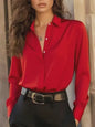Elegante Damesblouse met Lange Mouwen en Klassieke Kraag - Veelzijdige Kantoor Chic Top