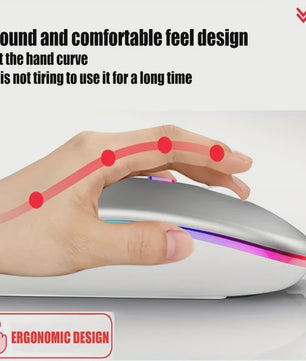 Draadloze Oplaadbare Muis met LED Verlichting - Stille Klik & Dual Mode (Bluetooth/2.4Ghz) voor PC/Laptop