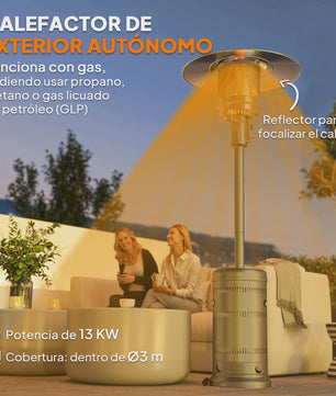 Outsunny Terrasverwarmer Gas 13000W - Draagbaar, Verstelbaar & Veilig