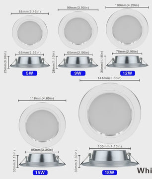 Ronde LED Downlight Inbouwspots 5W-18W - Warm Wit & Koel Wit - Aluminium