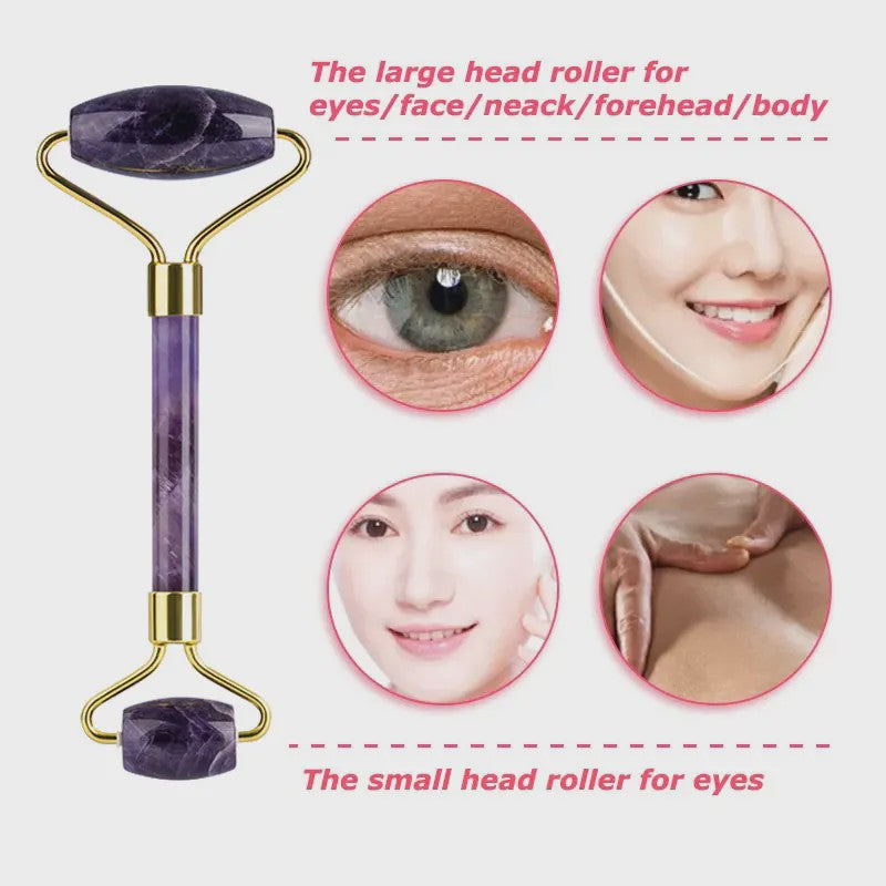 Natuurlijk Amethist Jade Gezichtsmasker & Gua Sha Roller Set
