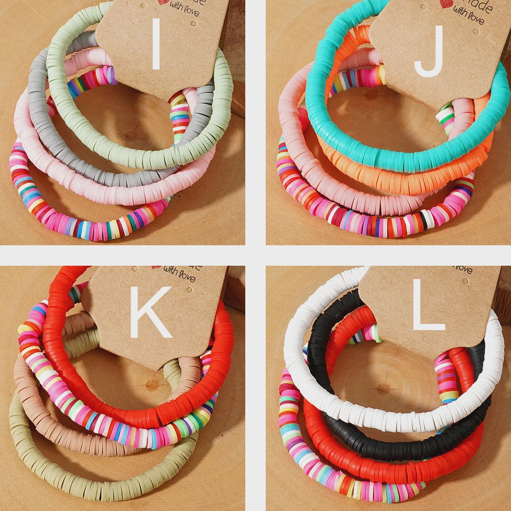 Set van 4 Kleurrijke Heishi Kralen Armbanden - Handgemaakt Boho Mixkleur Sieraden Dames 2024