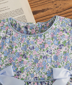 Zomerse Blauwe Bloemen Jurk voor Baby Meisjes - Koreaanse Stijl met Strikjes