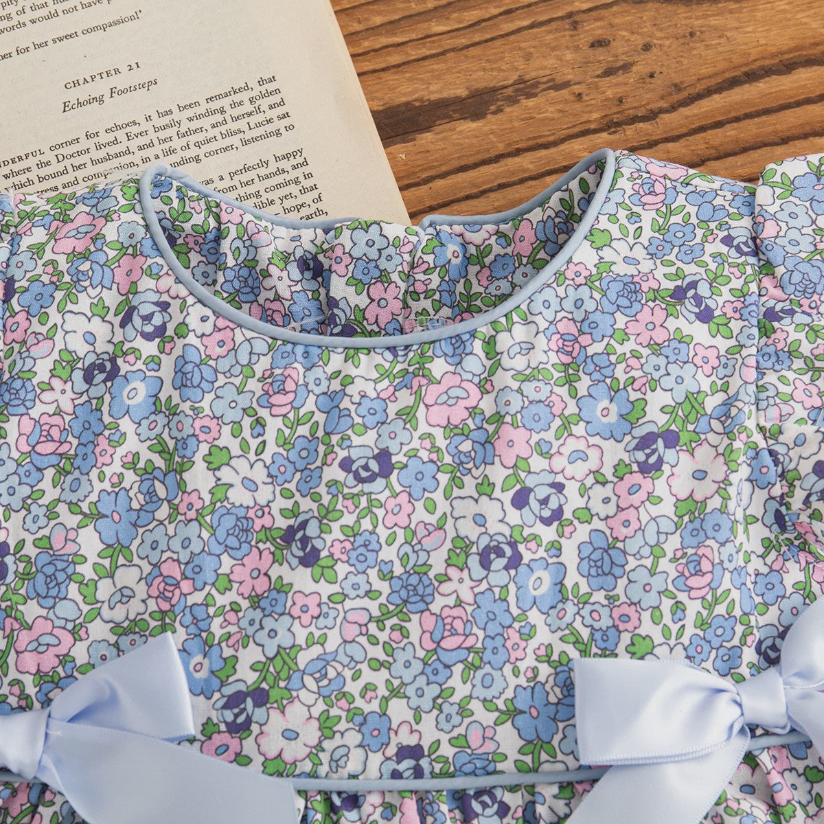 Zomerse Blauwe Bloemen Jurk voor Baby Meisjes - Koreaanse Stijl met Strikjes