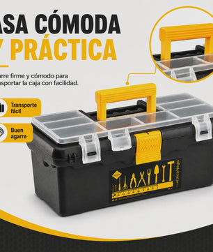 Draagbare Gereedschapskist 22x8x15cm met Organizer, Veiligheidssluitingen en Handvat