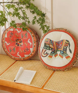 Bohemian Rond Kussen - Katoen & Linnen - Decoratief Vloer- of Stoelkussen