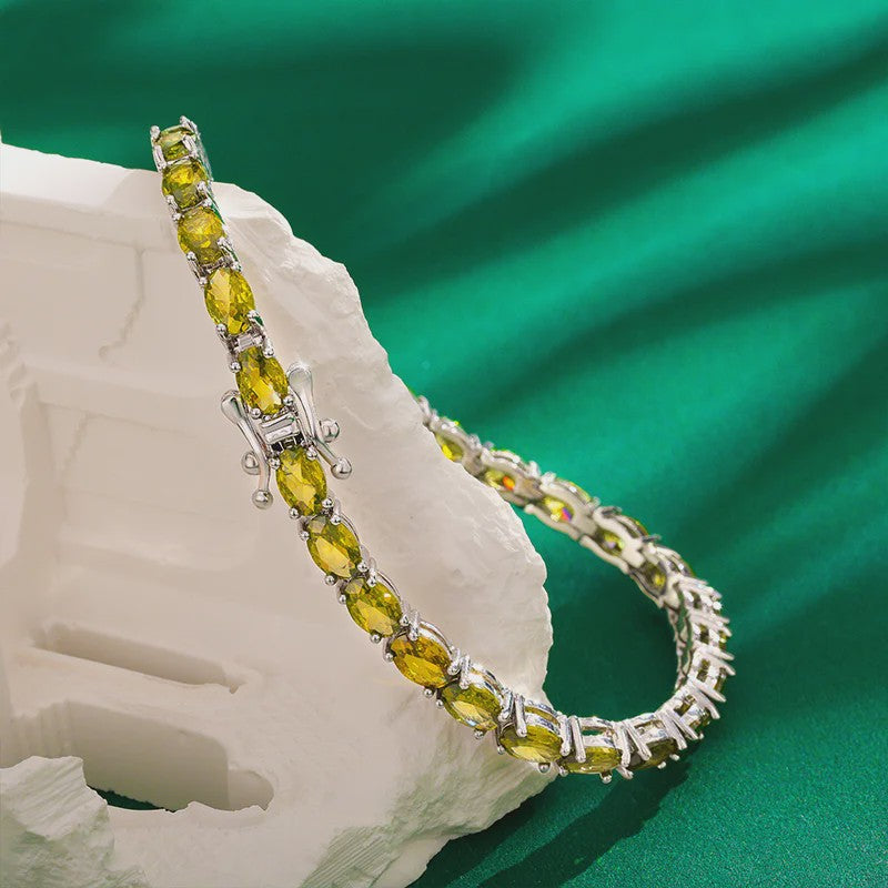 Peridot Tennisarmband Zilverkleurig - August Geboortesteen - Dames