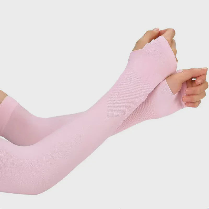 Zomer Arm Sleeves met UV Bescherming - Ademend IJs Zijde, Vingerloos