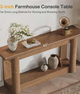Tribesigns 160cm Farmhouse Console Tafel - Smal, Lang Dressoir voor Achter de Bank met 2 Lagen Opslag