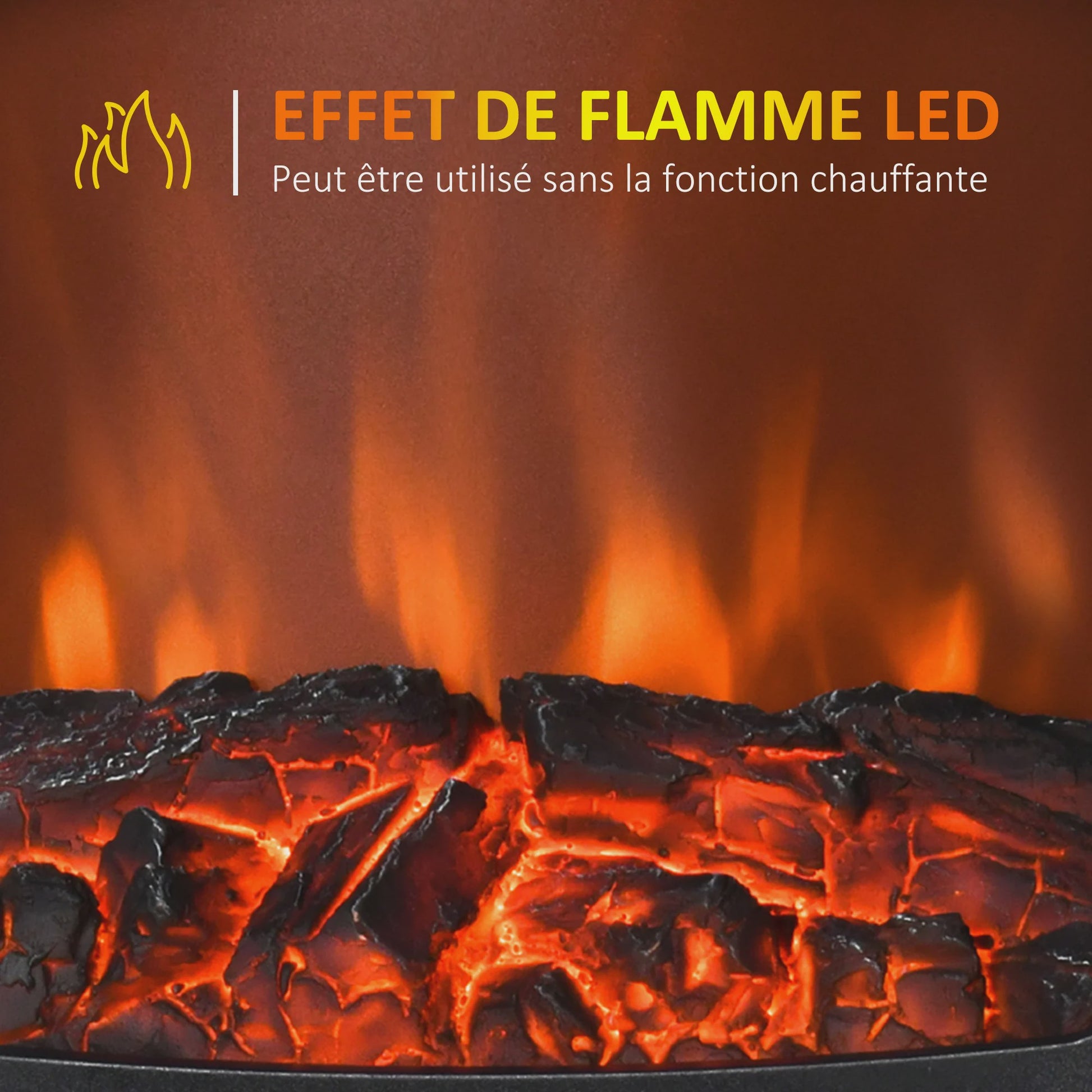 Elektrische Sfeerhaard Neo-Retro Stijl - Wit, 900W met Verstelbare LED Vlammen