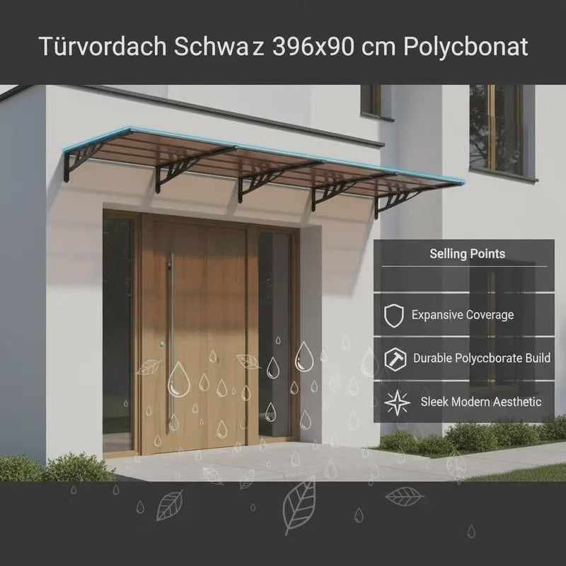 Polycarbonaat Deur Luifel met Aluminium & ABS Frame - Weerbestendig en Eenvoudig te Installeren