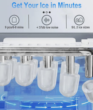 Compacte IJsmachine voor Thuis - Snel 9 IJsblokjes in 6 Minuten