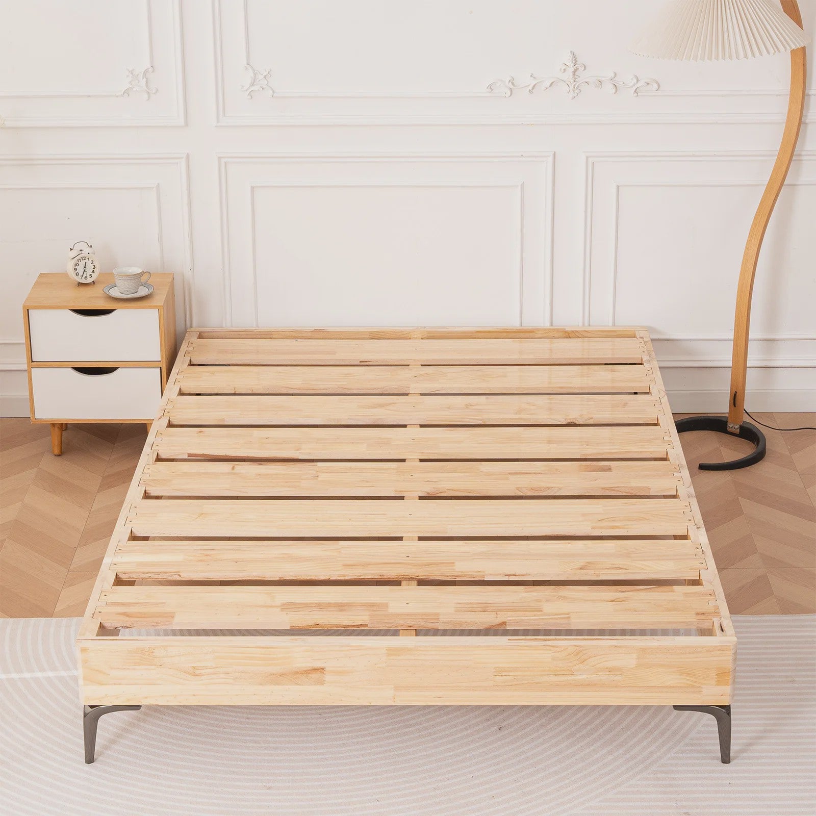 Massief Grenen Houten Bed 140x200cm met Lattenbodem en Opbergruimte - Moderne Stijl