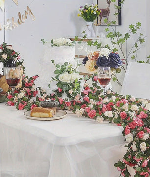 250cm Kunst Rozen Slir met Bladeren - Decoratieve Slir voor Bruiloft, Huis & Tuin