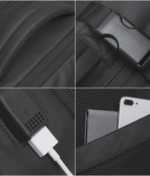BANGE Heren Rugzak - Waterdicht, Uitbreidbaar, 17.3" Laptopvak, Grote Capaciteit voor Reizen & Wandelen
