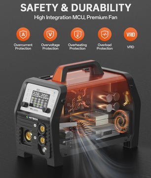 HITBOX MIG200 Lasapparaat: 7-in-1 MIG/MMA/TIG/Spot met LED Display - Ideaal voor ZZP'ers en MKB