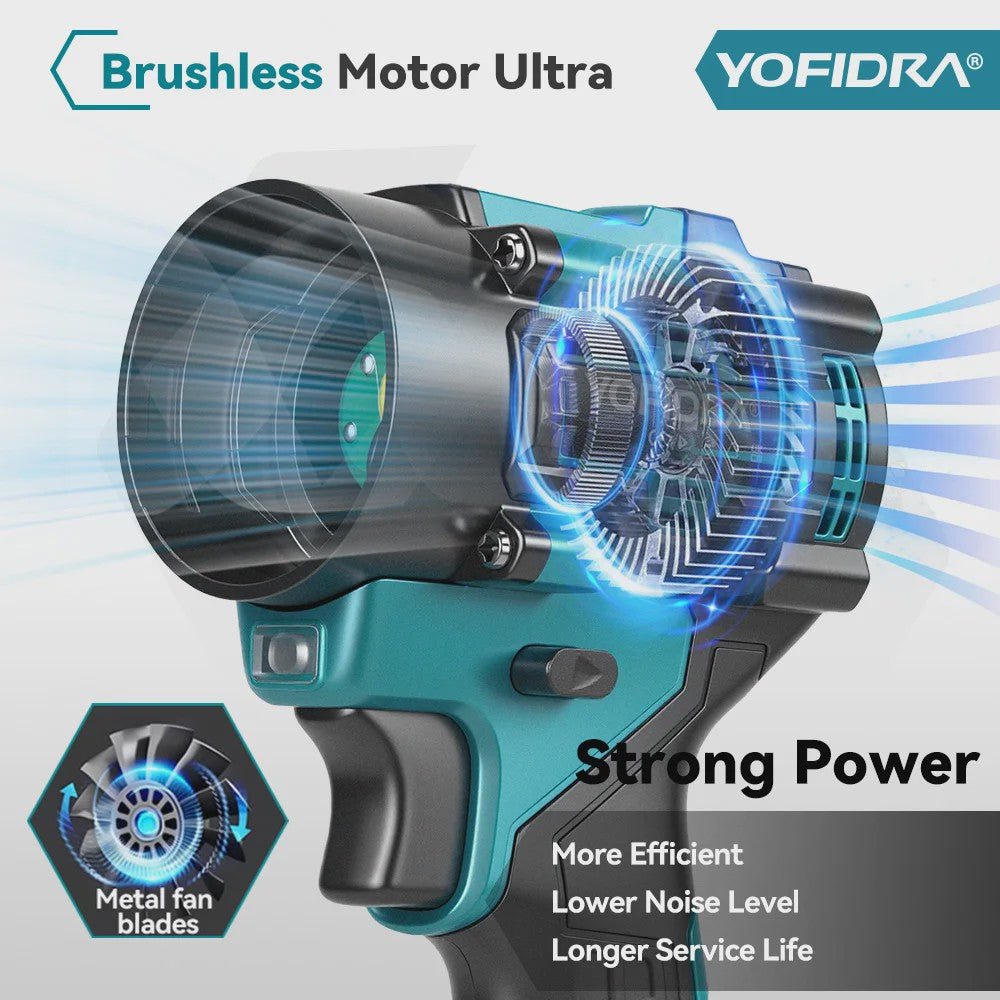 YOFIDRA Krachtige 2-in-1 Accu Bladblazer & Zuiger - 80000RPM Borstelloze Motor