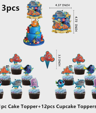 Nemo & Dory Verjaardagsdecoratie Set: Ballonnen, Banner & Cake Topper