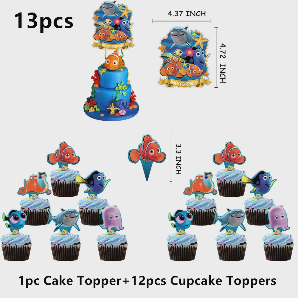 Nemo & Dory Verjaardagsdecoratie Set: Ballonnen, Banner & Cake Topper