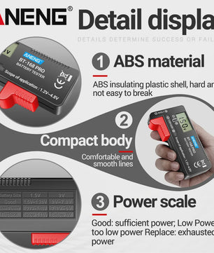 ANENG BT-168 PRO Digitale Batterij Tester - Universeel & Compact
