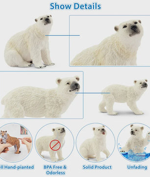 Set van 6 Realistische IJsbeer Miniatuur Figuren - Speelgoed & Taartdecoratie