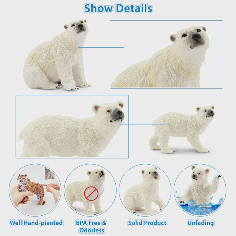 Set van 6 Realistische IJsbeer Miniatuur Figuren - Speelgoed & Taartdecoratie