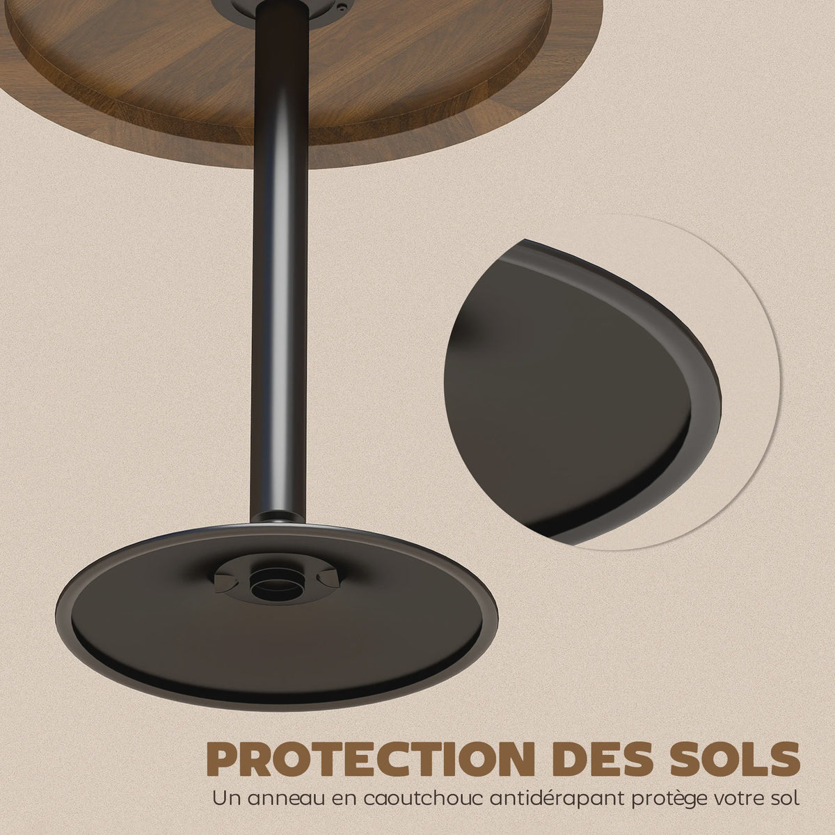 Homcom Ronde Bartafel 60cm met Houten Look - Compact en Stijlvol