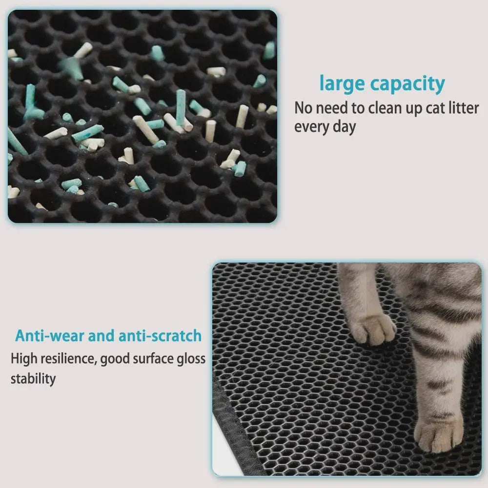 Dubbellaags Kattenbakmat - Waterdicht EVA, Vangt Grit op, Makkelijk Schoon te Maken