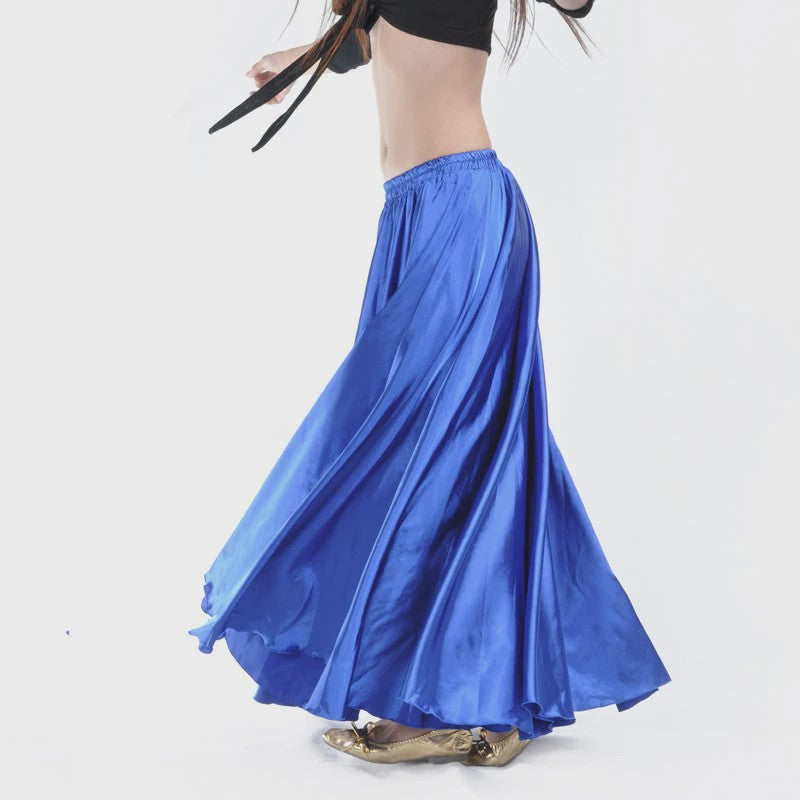 Glanzende Satijnen Lange Dansrok - Swing & Buikdans - 14 Kleuren