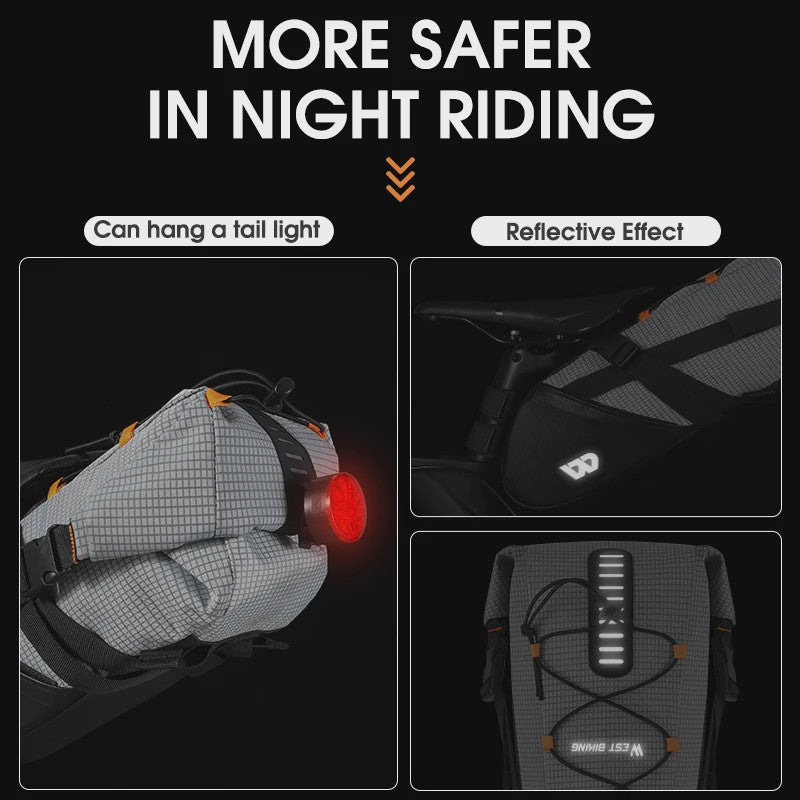 WEST BIKING Fietszadel Tas 10L - Waterdichte Onderzadel Opbergtas voor MTB & Racefiets