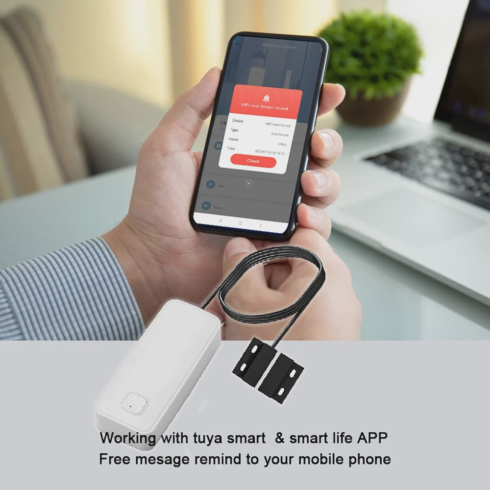 Slimme WIFI Deur Sensor - Anti-diefstal Alarm met App Meldingen