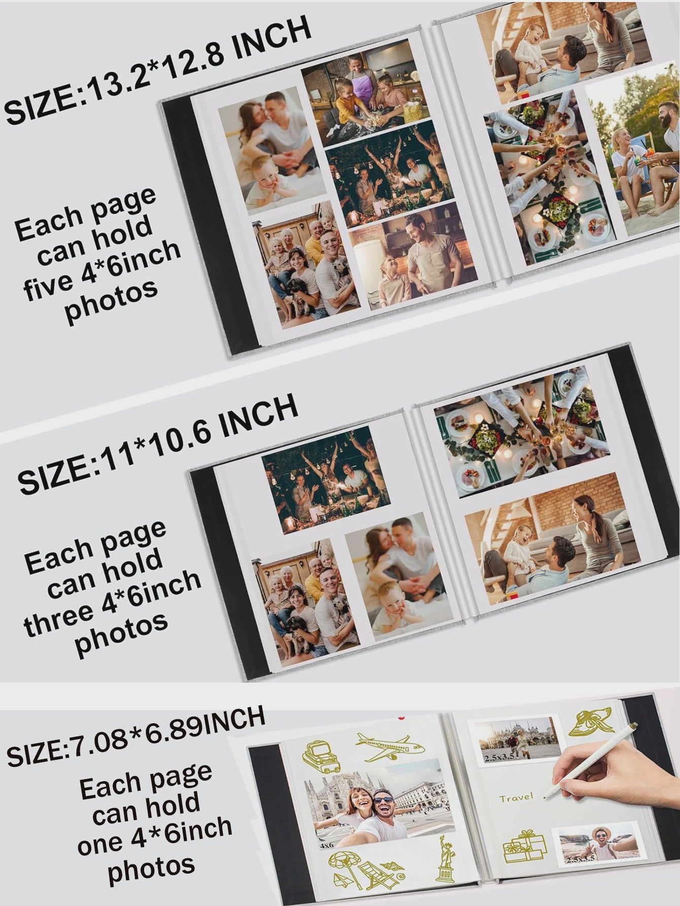 Linnen Fotoalbum Zelfklevend - DIY Scrapbook voor 2x3 tot 8x10 Inch Foto's