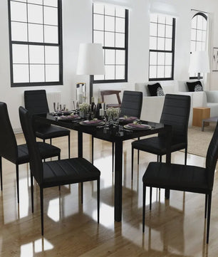 Set van 4 Eetkamerstoelen - Gestoffeerd PU Leer met Metalen Poten
