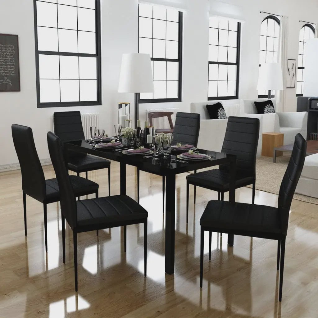 Set van 4 Eetkamerstoelen - Gestoffeerd PU Leer met Metalen Poten