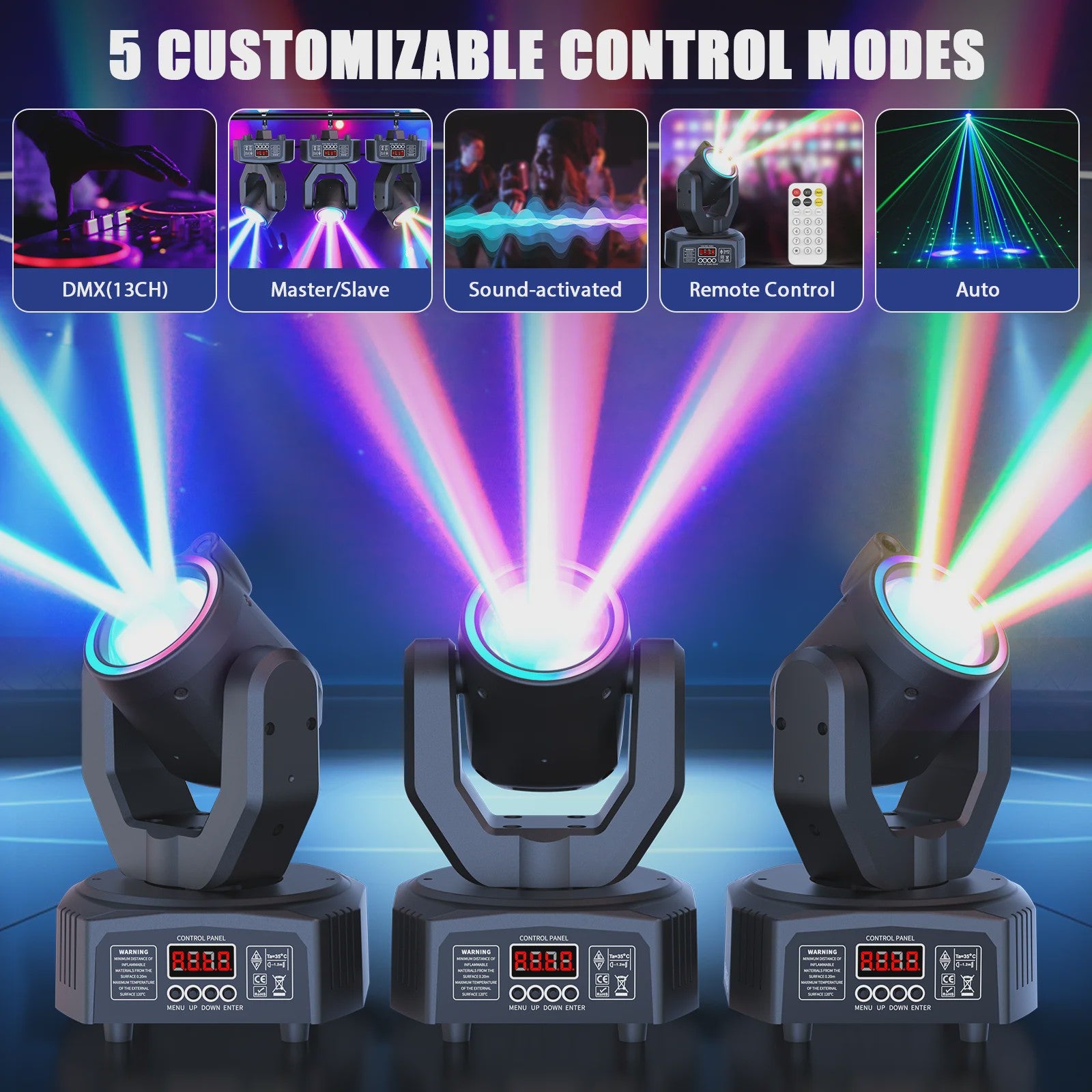 U'King Mini 30W Moving Head Spot Beam LED 4IN1 RGBW Strobe DMX Geluidsgestuurd DJ Verlichting
