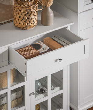 Witte Keuken Buffetkast met Glazen Deuren - Keuken Eiland, Sideboard, Bar & Eettafel
