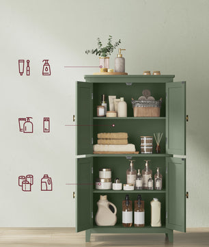 VASAGLE Hangkast met 4 Deuren - Stijlvolle Opbergkast voor Badkamer of Keuken - 30x60x110 cm